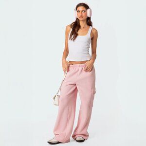 Edikted Wide Leg Cargo Sweatpants